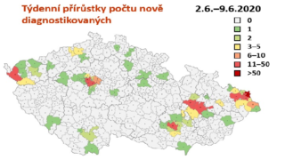 Mapa koronavirových ohnisk.
