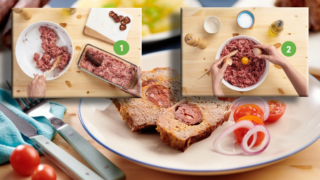 Pečená sekaná s klobásou