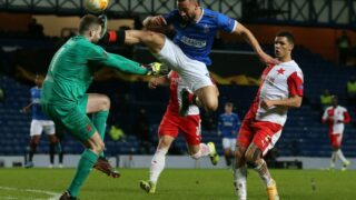 Utkání Glasgow Rangers versus Slavia Praha