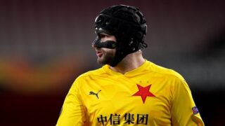 Brankář Slavie Praha Ondřej Kolář