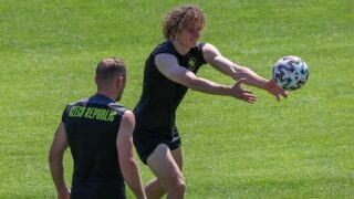 Alex Král na tréninku české reprezentace.