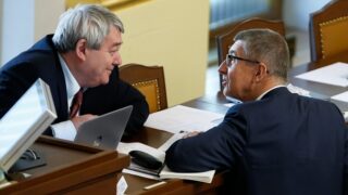 Vojtěch Filip v rozhovoru s premiérem Andrejem Babišem