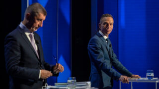 Předseda Pirátů Ivan Bartoš a premiér Andrej Babiš