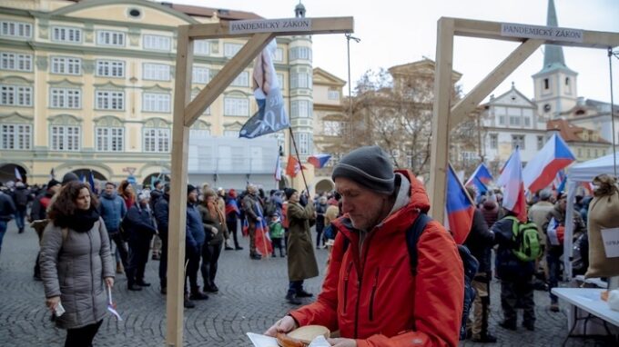 Demonstrace v centru Prahy na začátku února