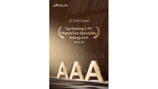 Společnost JA Solar si v žebříčku finanční životaschopnosti PV ModuleTech udržela rating AAA