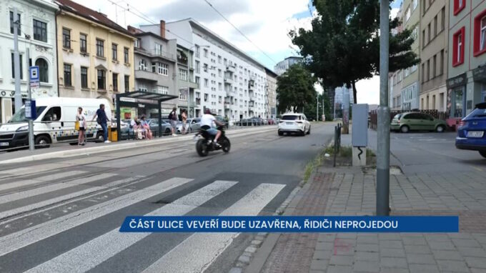 V ulici Veveří v Brně-Žabovřeskách proběhne krátkodobá uzavírka, na řidiče čekají komplikace směrem z centra