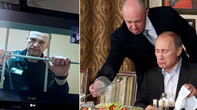Alexej Navalnyj / Jevgenij Prigožin a Vladimir Putin