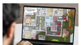 Hráči Markétiny dopravní hry mají bezpečně projet město na kole. Splnit musí několik různých úkolů