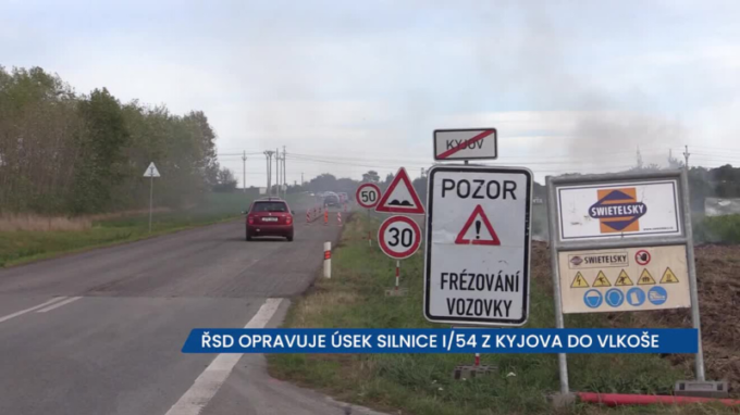 ŘSD opravuje úsek silnice I/54 z Kyjova do Vlkoše