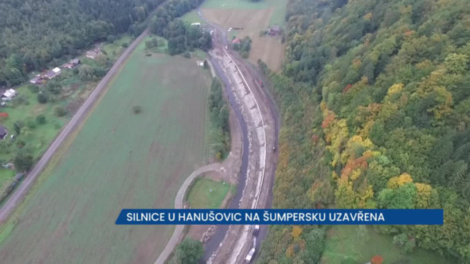 Silnice u Hanušovic na Šumpersku je uzavřena, nejkratší objížďka je 26 kilometrů