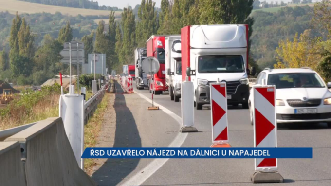 ŘSD uzavřelo nájezd na dálnici u Napajedel, dejte pozor na dopravní komplikace