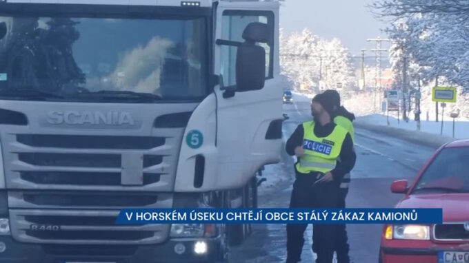 Rizikový horský úsek v Beskydech, obce tam chtějí stálý zákaz kamionů, zatím platí jen v zimě