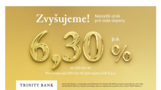 Trinity Bank zvyšuje sazbu na svém spořicím účtu na historicky rekordních 6,30 %