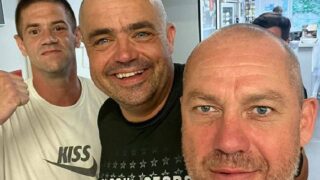 (zleva) Trenér Michal Vančura, Pavel Novotný a legendární Ondřej Spejbl Hutník